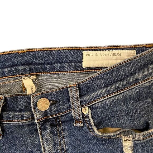 Rag & Bone Skinny Jeans Distressed Medium Wash Raw Hem Size 27 - Picture 3 of 5